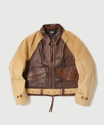 【KHOKI / コッキ】 Vintage-effect lether jacket