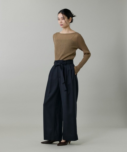 INED（イネド）の「ライトカルゼ ベルテッドワイドパンツ（その他パンツ・レディース・オフホワイト/ブラック/ブラウン/ベージュ・7号/9号/11号）」の14枚目の写真