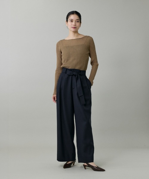 INED（イネド）の「ライトカルゼ ベルテッドワイドパンツ（その他パンツ・レディース・オフホワイト/ブラック/ブラウン/ベージュ・7号/9号/11号）」の16枚目の写真
