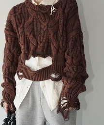 chuclla（チュクラ）の「ダメージケーブルクロップドニット chw25a081（ニット/セーター）」