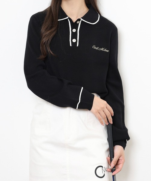 CECIL McBEE（セシルマクビー）の「KINIT POLO（ニット/セーター・レディース・ホワイト/ブラック・1(S)/2(M)）」の2枚目の写真