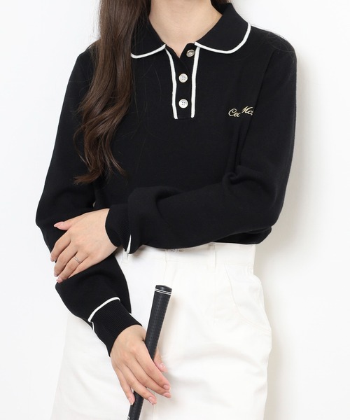 CECIL McBEE（セシルマクビー）の「KINIT POLO（ニット/セーター・レディース・ホワイト/ブラック・1(S)/2(M)）」の9枚目の写真