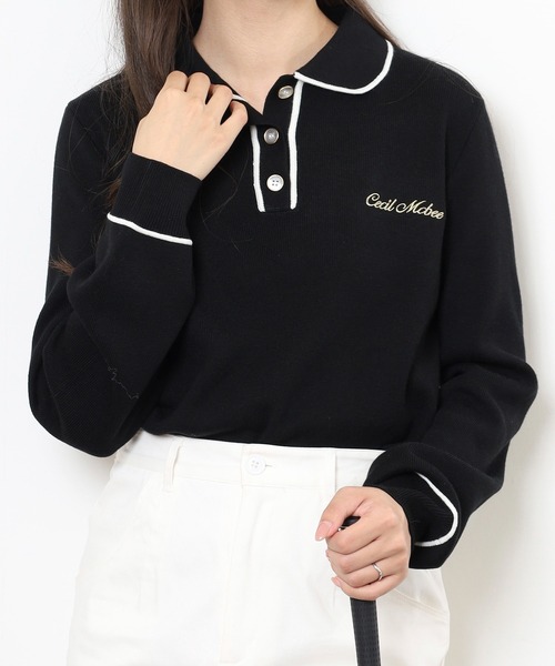 CECIL McBEE（セシルマクビー）の「KINIT POLO（ニット/セーター・レディース・ホワイト/ブラック・1(S)/2(M)）」の10枚目の写真