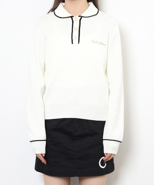 CECIL McBEE（セシルマクビー）の「KINIT POLO（ニット/セーター・レディース・ホワイト/ブラック・1(S)/2(M)）」の13枚目の写真