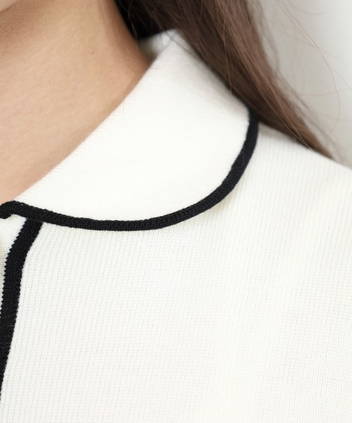 CECIL McBEE（セシルマクビー）の「KINIT POLO（ニット/セーター・レディース・ホワイト/ブラック・1(S)/2(M)）」の16枚目の写真