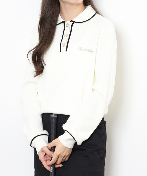 CECIL McBEE（セシルマクビー）の「KINIT POLO（ニット/セーター・レディース・ホワイト/ブラック・1(S)/2(M)）」の3枚目の写真
