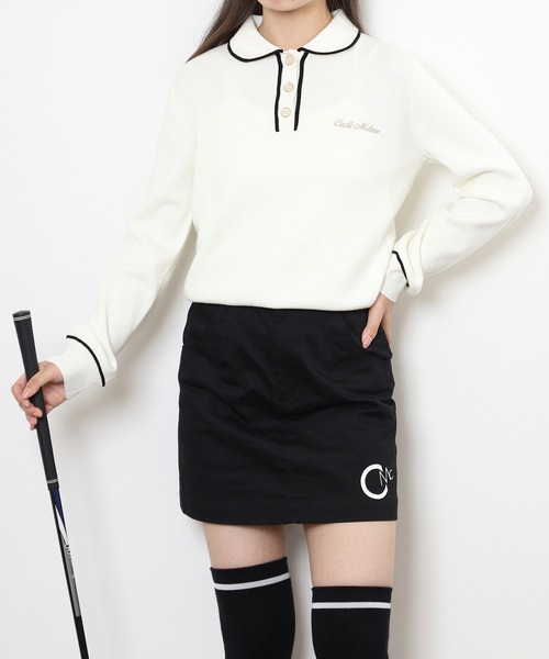 CECIL McBEE（セシルマクビー）の「KINIT POLO（ニット/セーター・レディース・ホワイト/ブラック・1(S)/2(M)）」の5枚目の写真