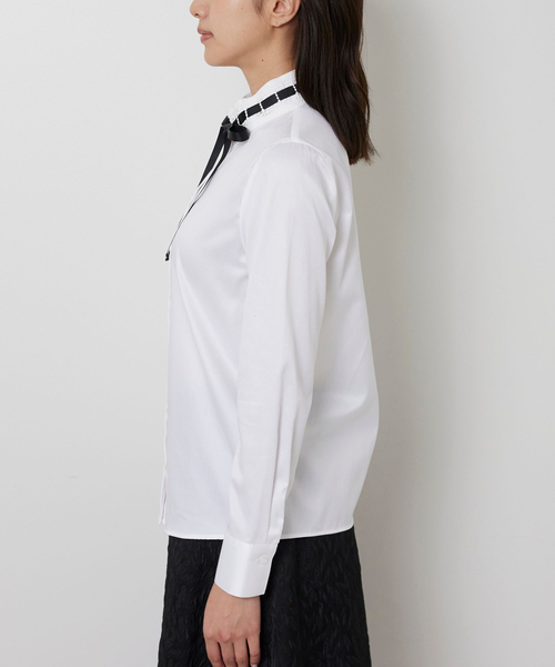 NARACAMICIE（ナラカミーチェ）の「【NARACAMICIE】ツイルレースカラー長袖シャツ（シャツ/ブラウス・レディース・ホワイト・S/M/L/XL）」の4枚目の写真