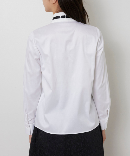 NARACAMICIE（ナラカミーチェ）の「【NARACAMICIE】ツイルレースカラー長袖シャツ（シャツ/ブラウス・レディース・ホワイト・S/M/L/XL）」の5枚目の写真