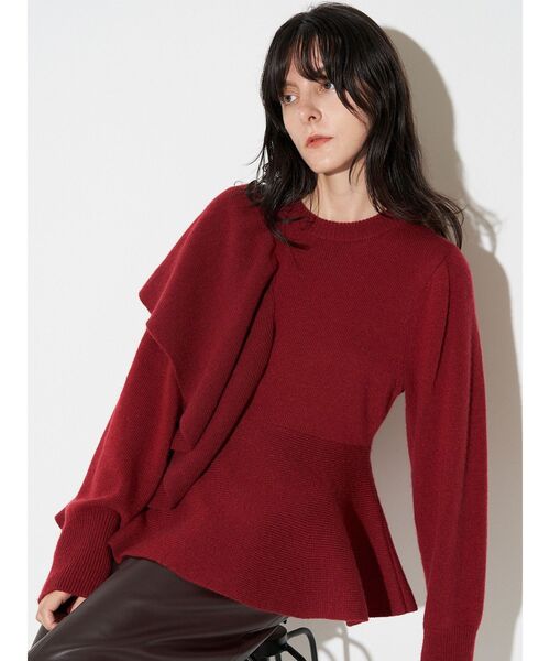 ELENDEEK（エレンディーク）の「ショルダーフリルペプラムニット（ニット/セーター・レディース・ブラウン/グレー/ボルドー・FREE）」の6枚目の写真