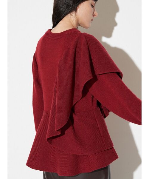 ELENDEEK（エレンディーク）の「ショルダーフリルペプラムニット（ニット/セーター・レディース・ブラウン/グレー/ボルドー・FREE）」の8枚目の写真