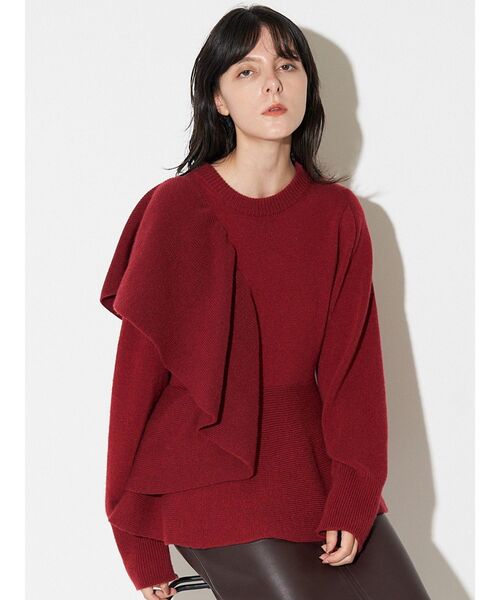 ELENDEEK（エレンディーク）の「ショルダーフリルペプラムニット（ニット/セーター・レディース・ブラウン/グレー/ボルドー・FREE）」の9枚目の写真