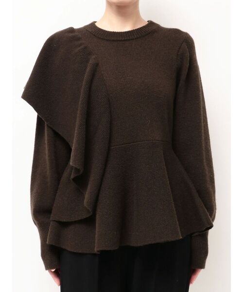 ショルダーフリルペプラムニット（ニット/セーター）｜ELENDEEK