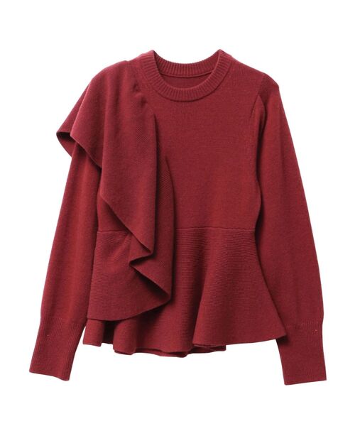 セール】ショルダーフリルペプラムニット（ニット/セーター