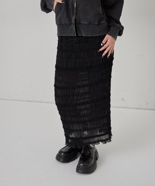 WHO'S WHO gallery（フーズフーギャラリー）の「スタンドフリルナロースカート（スカート・レディース・アイボリー/ブラック・FREE）」の8枚目の写真