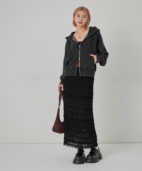 WHO'S WHO gallery（フーズフーギャラリー）の「スタンドフリルナロースカート（スカート・レディース・アイボリー/ブラック・FREE）」の11枚目の写真