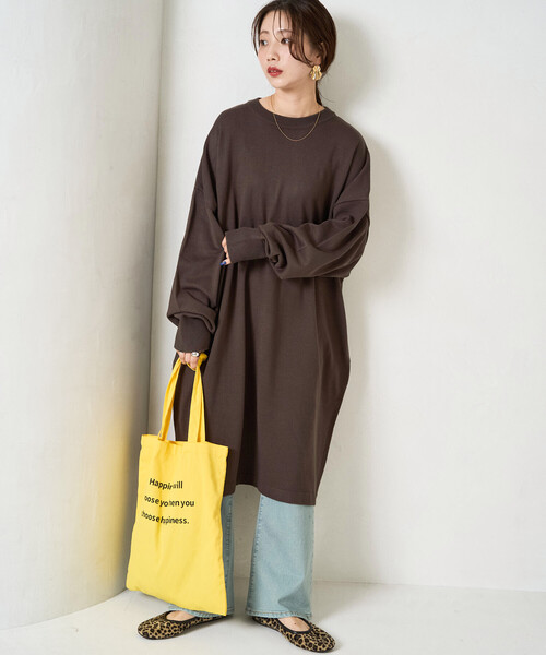 FREAK'S STORE（フリークスストア）の「限定展開　ニット ミニ ワンピース（ワンピース・レディース・ブラック/杢グレー/ベージュ/ネイビー/ダークブラウン/レッド・ﾌﾘ-）」の4枚目の写真