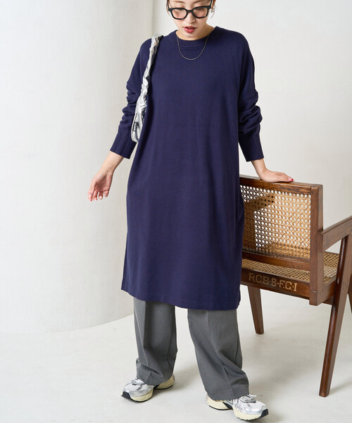 FREAK'S STORE（フリークスストア）の「限定展開　ニット ミニ ワンピース（ワンピース・レディース・ブラック/杢グレー/ベージュ/ネイビー/ダークブラウン/レッド・ﾌﾘ-）」の6枚目の写真