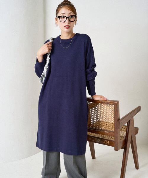 FREAK'S STORE（フリークスストア）の「限定展開　ニット ミニ ワンピース（ワンピース・レディース・ブラック/杢グレー/ベージュ/ネイビー/ダークブラウン/レッド・ﾌﾘ-）」の7枚目の写真