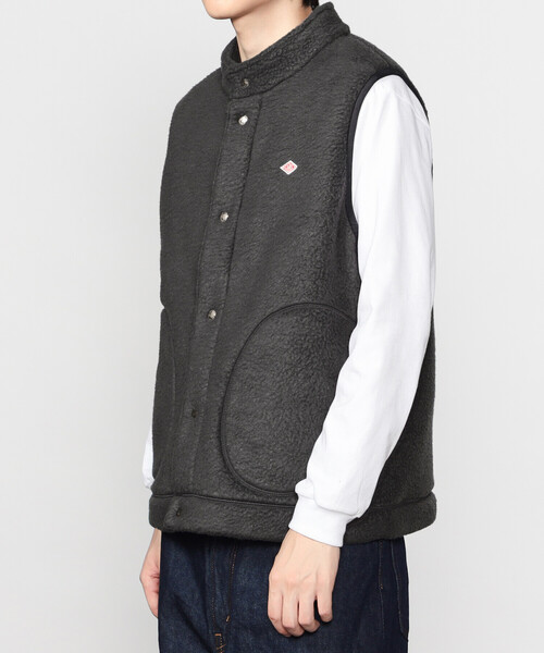 DANTON（ダントン）の「DANTON | ダブルフェイスボア スタンドカラーベスト MEN（ベスト・メンズ・ブラック/チャコール・M/L）」の5枚目の写真