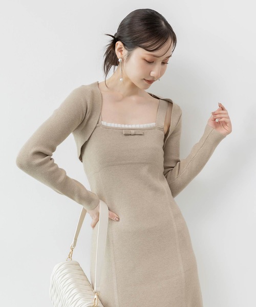 RANDA(ランダ)の「ボレロセットリブニットワンピース(ワンピース・レディース・グレー/ベージュ/ネイビー・1/0)」の2枚目の写真