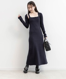 ボレロセットリブニットワンピース