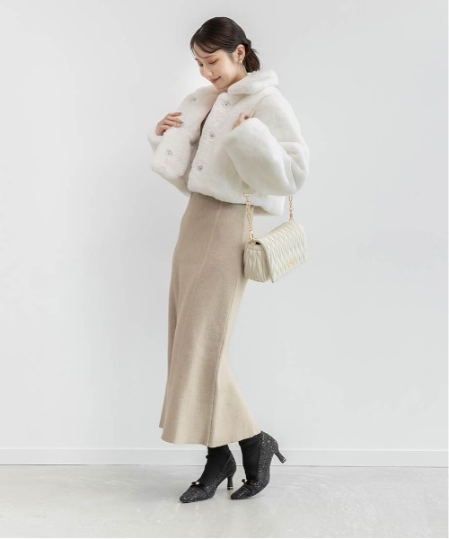 RANDA(ランダ)の「ボレロセットリブニットワンピース(ワンピース・レディース・グレー/ベージュ/ネイビー・1/0)」の4枚目の写真