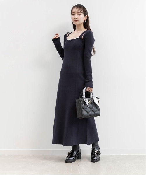 RANDA(ランダ)の「ボレロセットリブニットワンピース(ワンピース・レディース・グレー/ベージュ/ネイビー・1/0)」の5枚目の写真