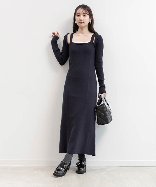 RANDA(ランダ)の「ボレロセットリブニットワンピース(ワンピース・レディース・グレー/ベージュ/ネイビー・1/0)」の11枚目の写真