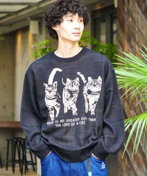 __gram.(スペースグラム)の「【__gram./スペースグラム】ジャガードアニマルニット(ニット/セーター・メンズ・チャコールグレー/アイボリー・LARGE/MEDIUM)」の1枚目の写真