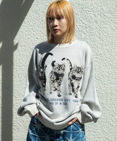 __gram.(スペースグラム)の「【__gram./スペースグラム】ジャガードアニマルニット(ニット/セーター・メンズ・チャコールグレー/アイボリー・LARGE/MEDIUM)」の2枚目の写真