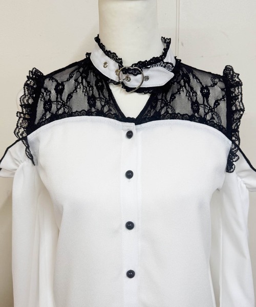 MA*RS(アメーバーマーズ)の「ハートバックル肩開きブラウス(シャツ/ブラウス・レディース・ホワイト/ピンク/ブラック・FREE)」の5枚目の写真