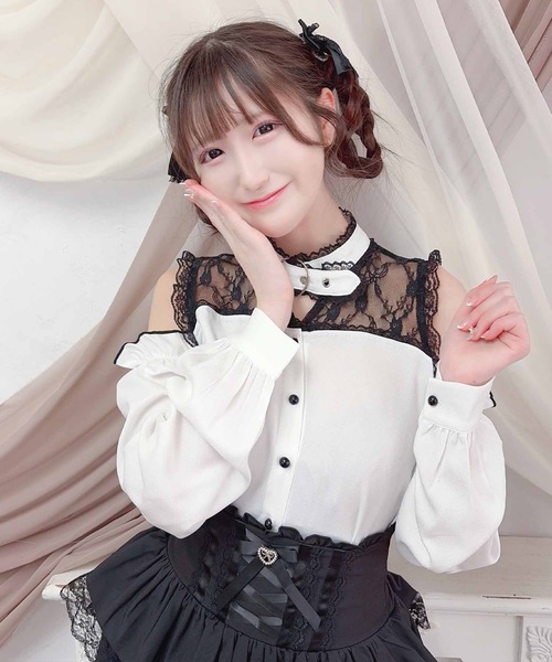 MA*RS（アメーバーマーズ）の「ハートバックル肩開きブラウス（シャツ/ブラウス・レディース・ホワイト/ピンク/ブラック・FREE）」の16枚目の写真