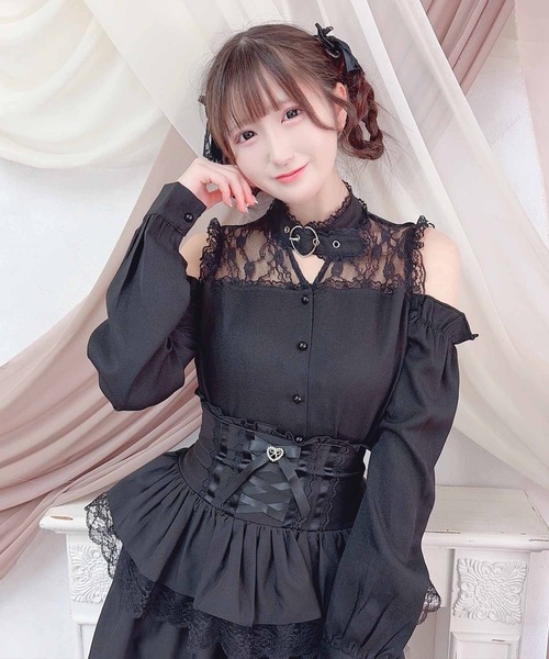 MA*RS（アメーバーマーズ）の「ハートバックル肩開きブラウス（シャツ/ブラウス・レディース・ホワイト/ピンク/ブラック・FREE）」の18枚目の写真