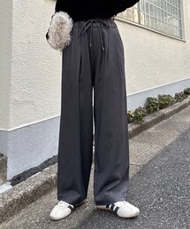CIAOPANIC TYPY | 【下腹部すっきり/全骨格優勝】紐ベルト付きタックワイドイージースラックス(スラックス)