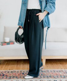 CIAOPANIC TYPY | 【下腹部すっきり/全骨格優勝】紐ベルト付きタックワイドイージースラックス(スラックス)