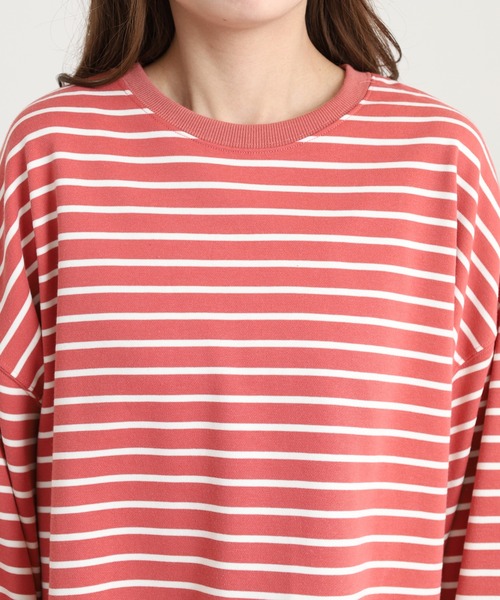 OMNES（オムネス）の「ミニ裏毛ボーダーオープンスリーブプルオーバーTシャツ（Tシャツ/カットソー・レディース・ネイビー/ピンク/グリーン・FREE）」の15枚目の写真