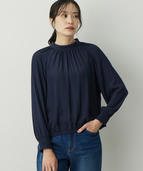 A/C DESIGN BY ALPHA CUBIC（エーシーデザインバイアルファキュービック）の「ギャザーブラウス（シャツ/ブラウス・レディース・グリーン/ベージュ/ネイビー・9号/11号）」の9枚目の写真