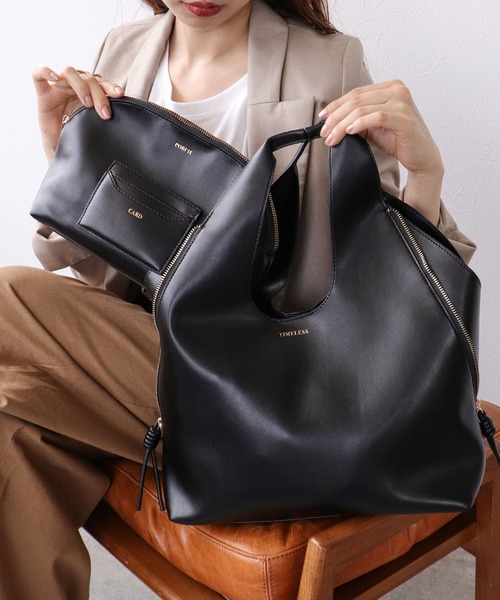 Cepica(セピカ)の「3ピースソフト合成皮革トートバッグ(トートバッグ・レディース・ブラック/シルバー・FREE)」の3枚目の写真