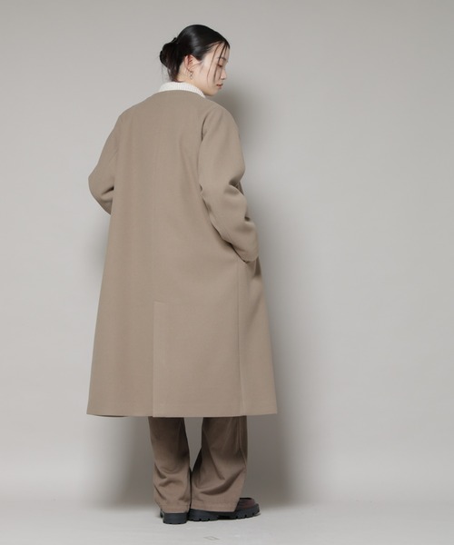 NANO universe（ナノユニバース）の「Vネックノーカラーコート（ノーカラーコート・レディース・ブラック/ライトベージュ/モカ・FREE）」の9枚目の写真
