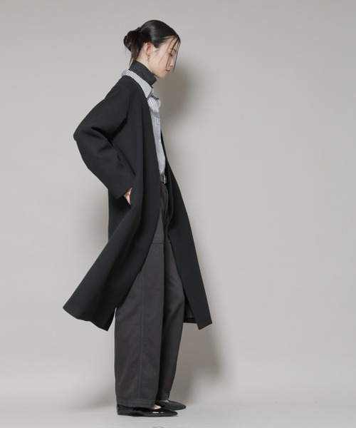 NANO universe（ナノユニバース）の「Vネックノーカラーコート（ノーカラーコート・レディース・ブラック/ライトベージュ/モカ・FREE）」の22枚目の写真