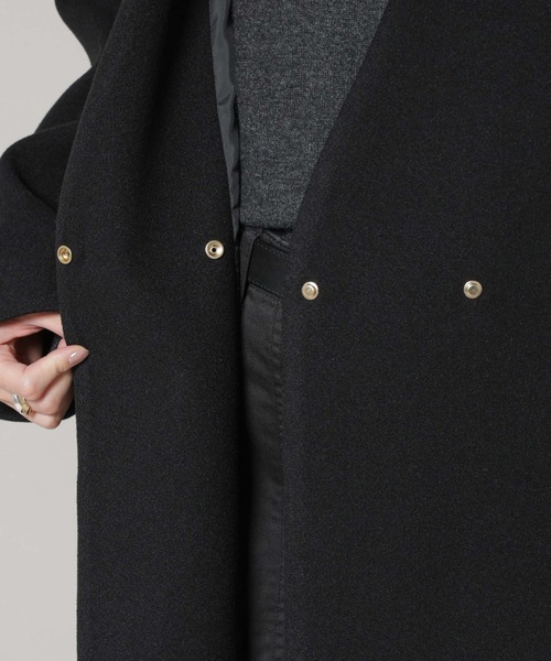 セール】Vネックノーカラーコート（ノーカラーコート）｜NANO universe