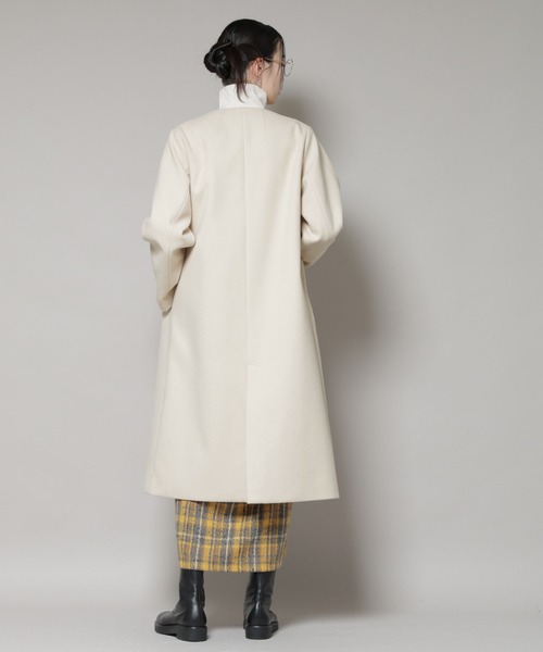 NANO universe（ナノユニバース）の「Vネックノーカラーコート（ノーカラーコート・レディース・ブラック/ライトベージュ/モカ・FREE）」の14枚目の写真