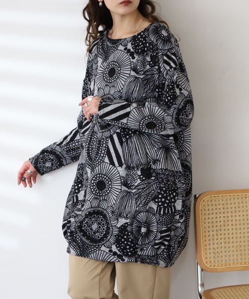 ニットソー タックチュニック 長袖（チュニック）｜BARNDOOR