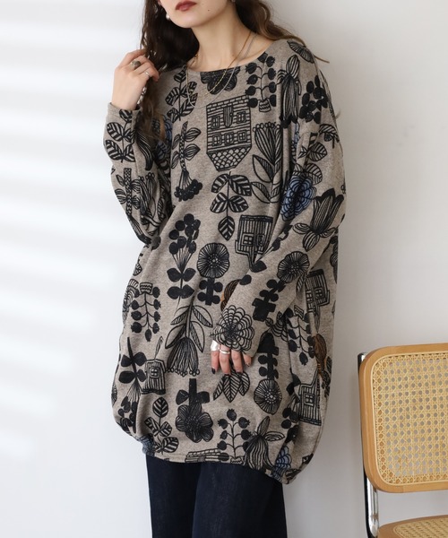 BARNDOOR(バーンドア)の「ニットソー タックチュニック 長袖 26AW(チュニック・レディース・ブラック系1/グレー系1/ブルー系1/イエロー系1/ナチュラル/ベージュ系1・FREE)」の4枚目の写真