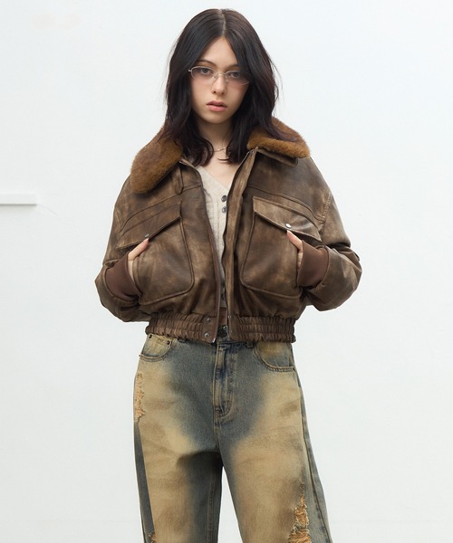 セール】ヴィーガンレザー2wayジャケット（ブルゾン）｜ACLENT