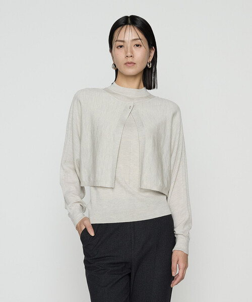 COMME CA（コムサ）の「ウール梳毛 ツインニット（アンサンブル・レディース・トップグレー/レッド/チャコール/サックスブルー・11号/9号）」の6枚目の写真