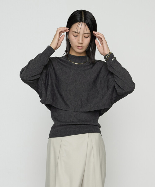 COMME CA（コムサ）の「ウール梳毛 ツインニット（アンサンブル・レディース・トップグレー/レッド/チャコール/サックスブルー・11号/9号）」の11枚目の写真