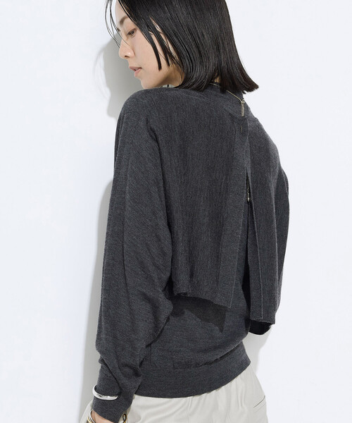 COMME CA（コムサ）の「ウール梳毛 ツインニット（アンサンブル・レディース・トップグレー/レッド/チャコール/サックスブルー・11号/9号）」の2枚目の写真