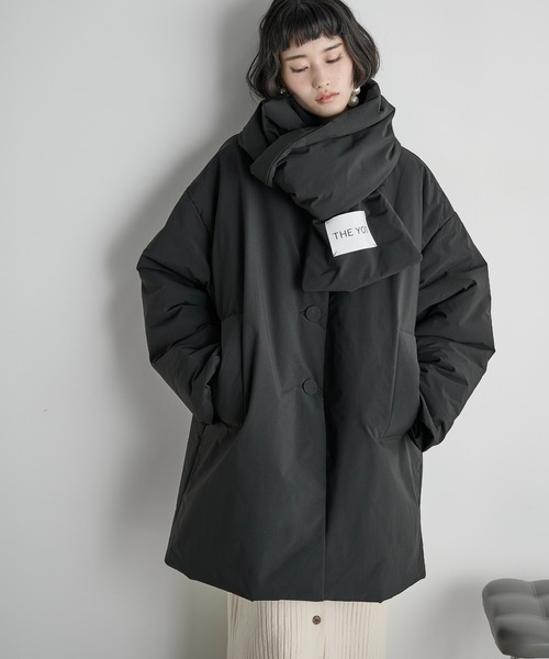 THE YOn（ザヨン）の「ストールセットミドルパフジャケット（ダウンジャケット/コート・レディース・ブラック/ブラウン/イエロー・FREE）」の20枚目の写真